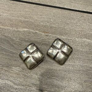 Sterling Silver Square Clip-On Earrings